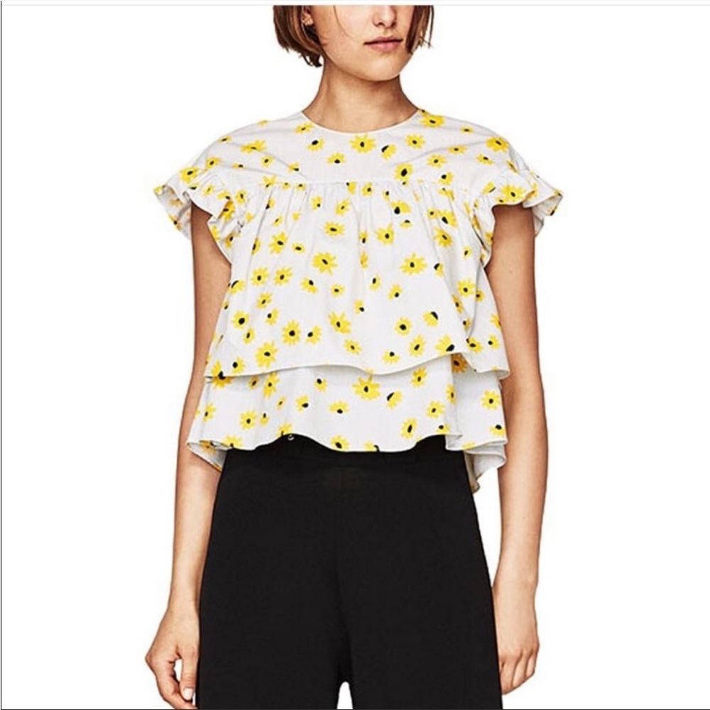 Zara Trafaluc Sunflower Babydoll Top